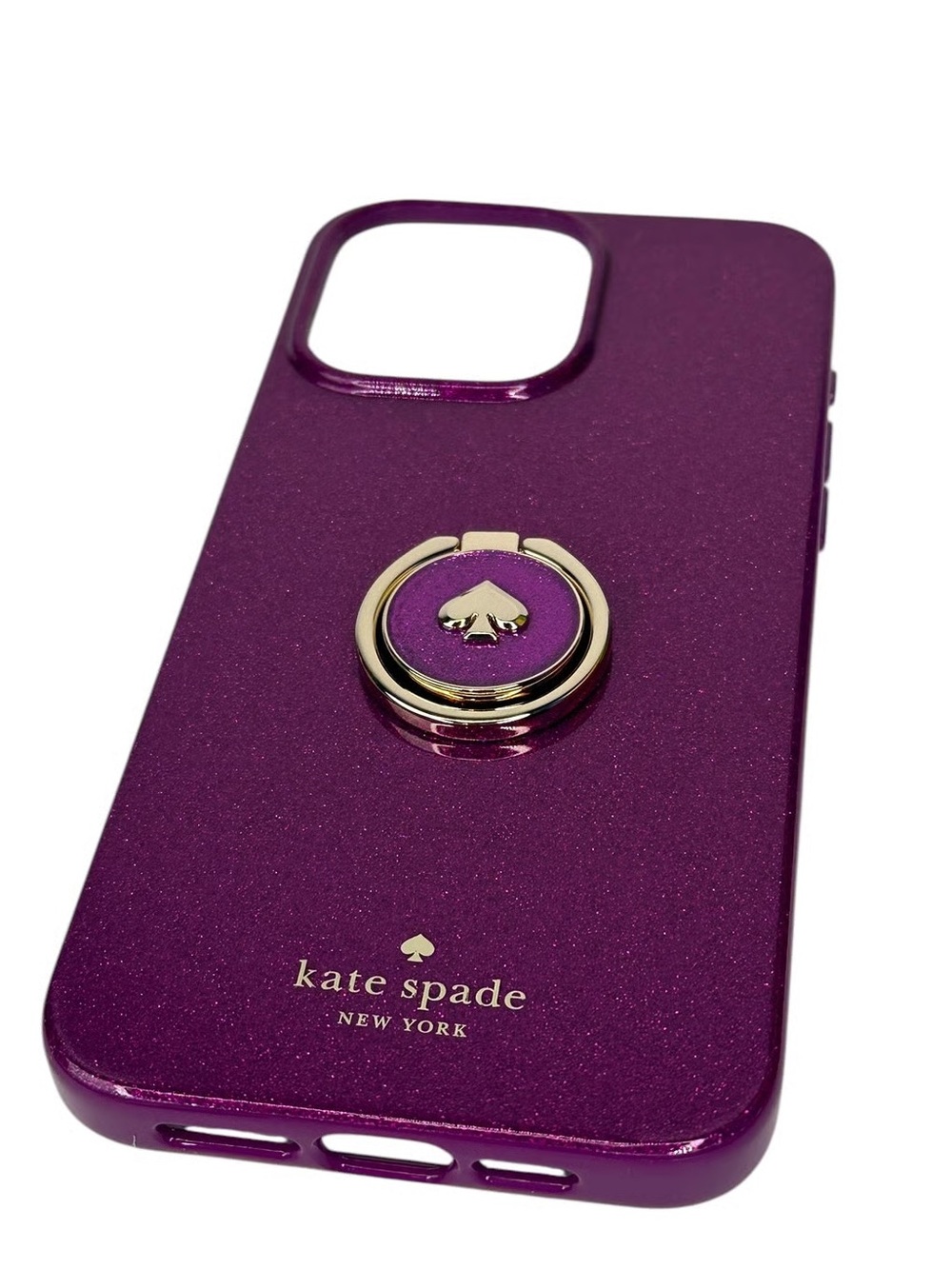 Kate Spade Dark Raspberry Ring Stand and Flexible Case for iPhone 15 Pro